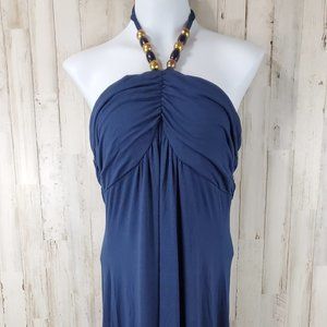 Susie Rose Juniors Maxi Dress Size XXL-19 Blue Beaded Halter Tie J8
